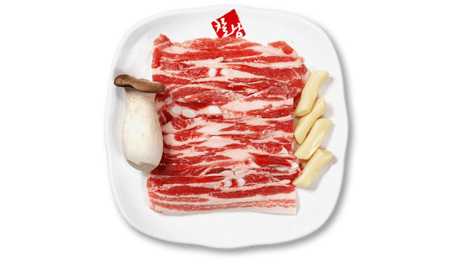 Gegrillter, gereifter 3 mm (dünn geschnittener) Schweinebauch 1