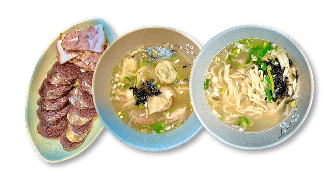 Set 1 : Kore Sosis Dolması + Haşlanmış Domuz Başı Et Dilimleri + Dumpling Çorbası + Erişte Çorbası 1