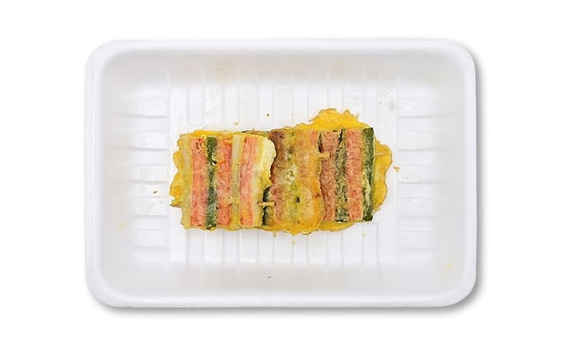 Pan-fried Ham, Crab Meat and Vegetables on Skewers 1
