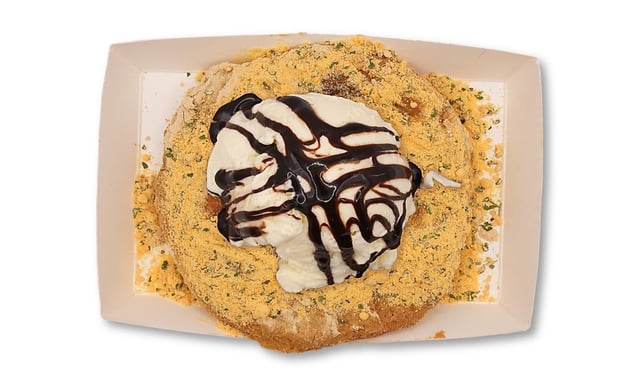Ice Cream Topped Cheese Powder Dusted Korean Sweet Pancake 1