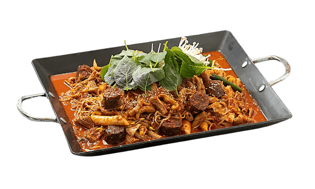 Sosej Korea berisi dan usus kecil babi yang digoreng kaca 1