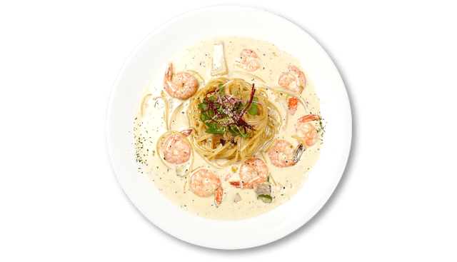 Pasta con gambas y salsa de nata 1