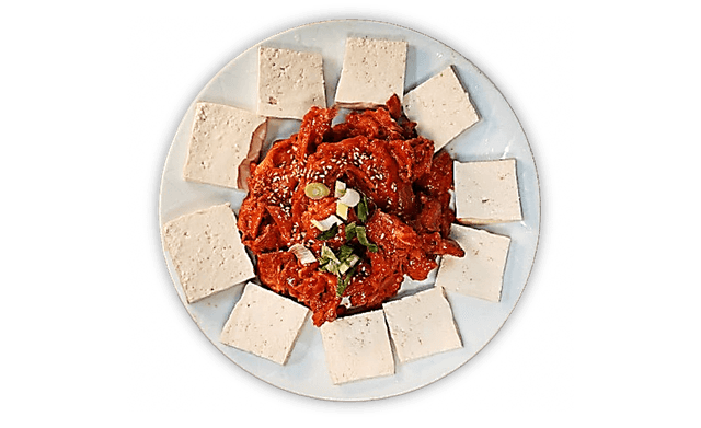 Gebratenes Schweinefleisch und Kimchi mit Tofu 1