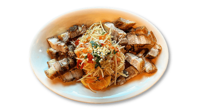 Ensalada de cerdo crujiente y papaya 1
