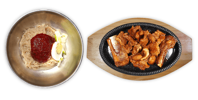 Set menu pikantních pohankových nudlí + grilovaná vepřová žebra 1