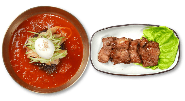 Hangover Buckwheat Noodles in Cold Broth + Grilled Pork Rib Set Menu 1
