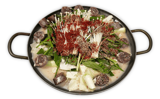 Dünndarm und gefüllte koreanische Wurst im Hot Pot 1