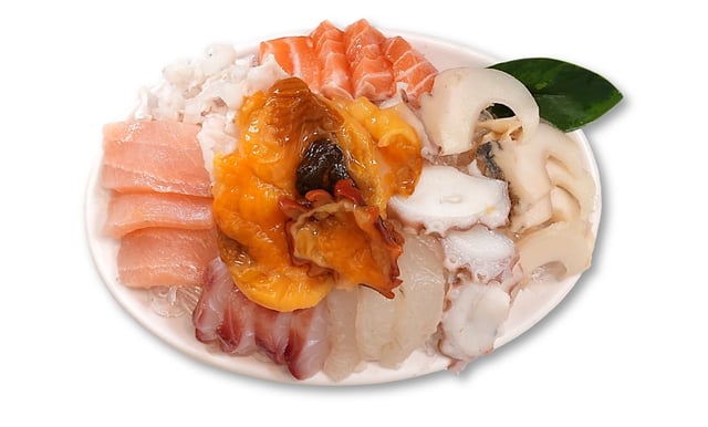Assorterede rå fisk og skaldyr 1