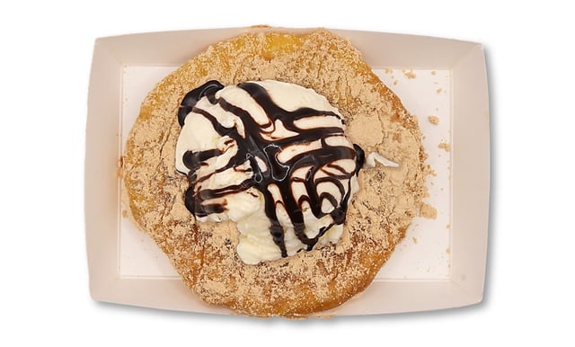 Ice Cream Topped Bean Power Dusted Korean Sweet Pancake 1