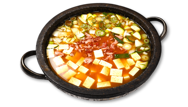 Koreanischer Rindfleisch-Sojabohnenpaste-Eintopf im Steintopf 1