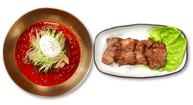 Spicy Cold Buckwheat Noodles + Grilled Pork Rib 1