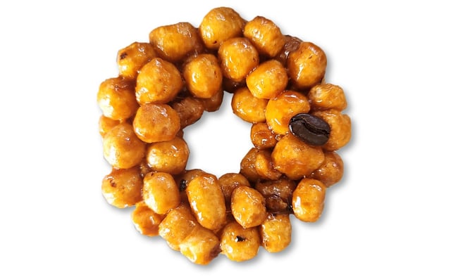 Donut-shaped Sweet Rice Puffs Snack with Coffee 1