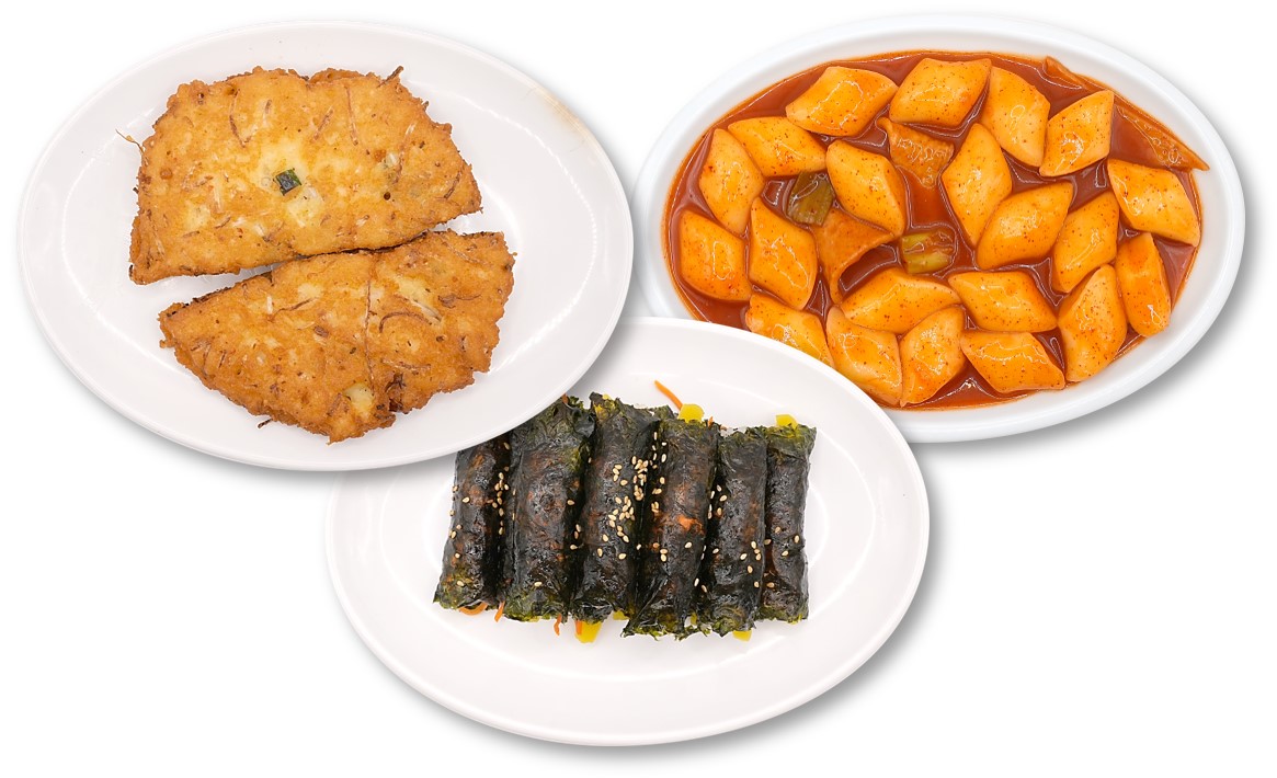Panqueca de Feijão Mungo + Bastões de Bolo de Arroz Picantes + Rolo de Algas 1