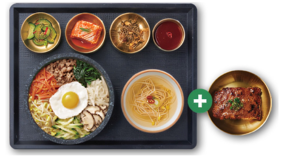 Set Menu of Bibimbap in a Hot Stone Pot and Grilled Meat Patty 1